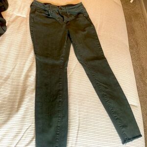 NUDJ raw hem skinny crop pants army green